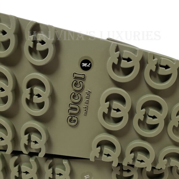 GUCCI SHOES MEN GREEN RUBBER HORSEBIT FLATFORM SANDALS sz 11 / 11.5 - Picture 13 of 16